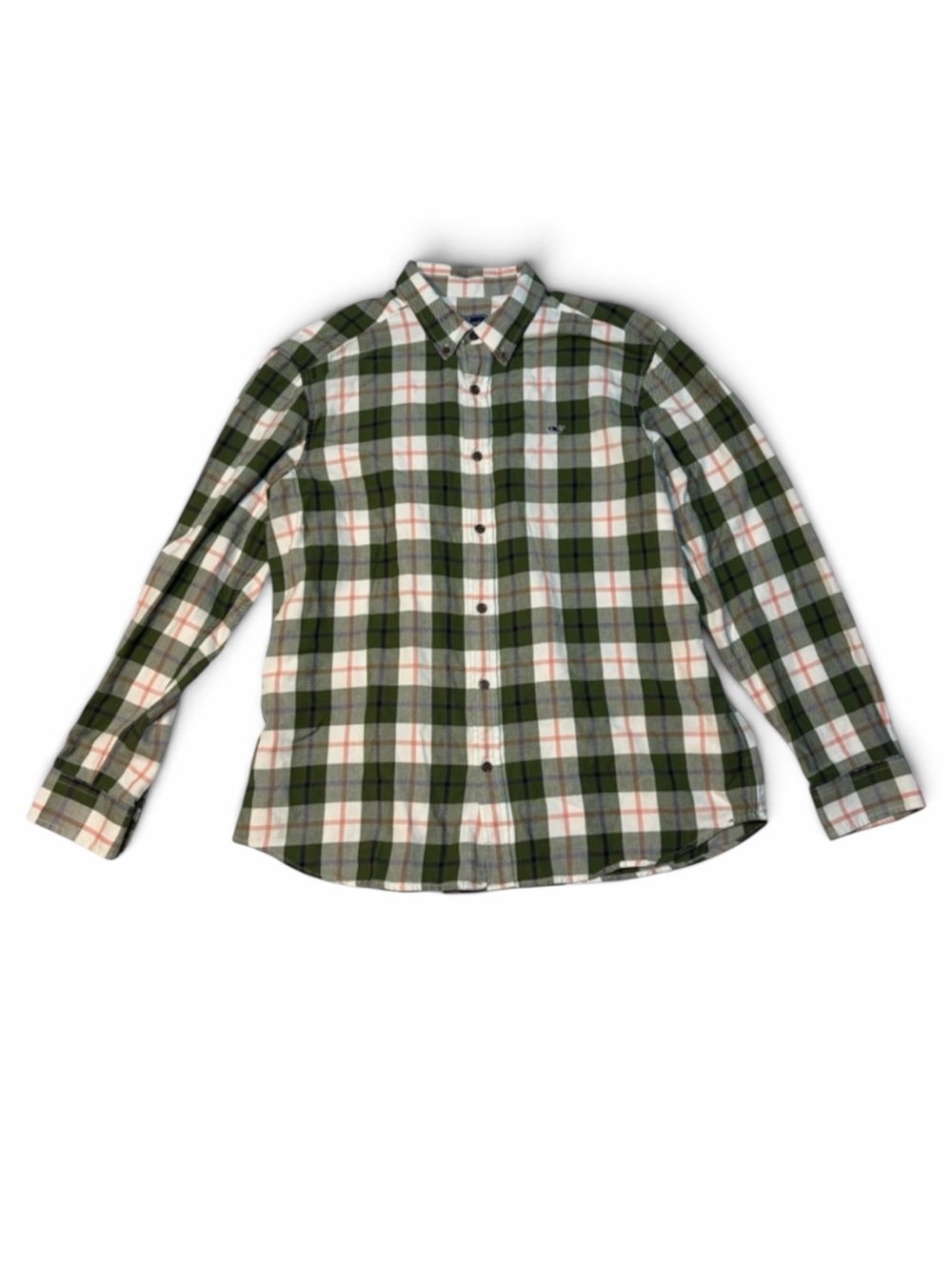 Vineyard Vines Classic Fit Whale Shirt XL Green Plaid Button Down Cotton